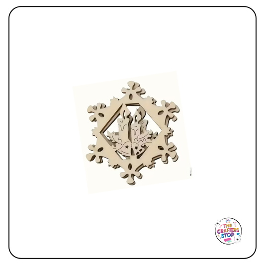 Christmas Wooden Shapes - Snowflake with Candle