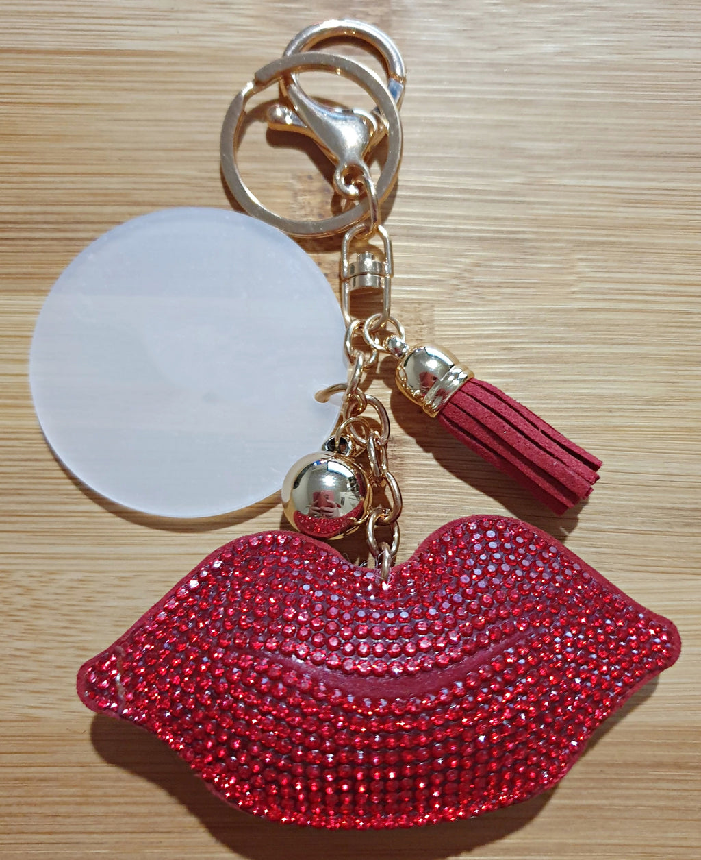 Fabric Heart Shaped Keyring with Acrylic Disc Blank