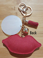 Fabric Heart Shaped Keyring with Acrylic Disc Blank