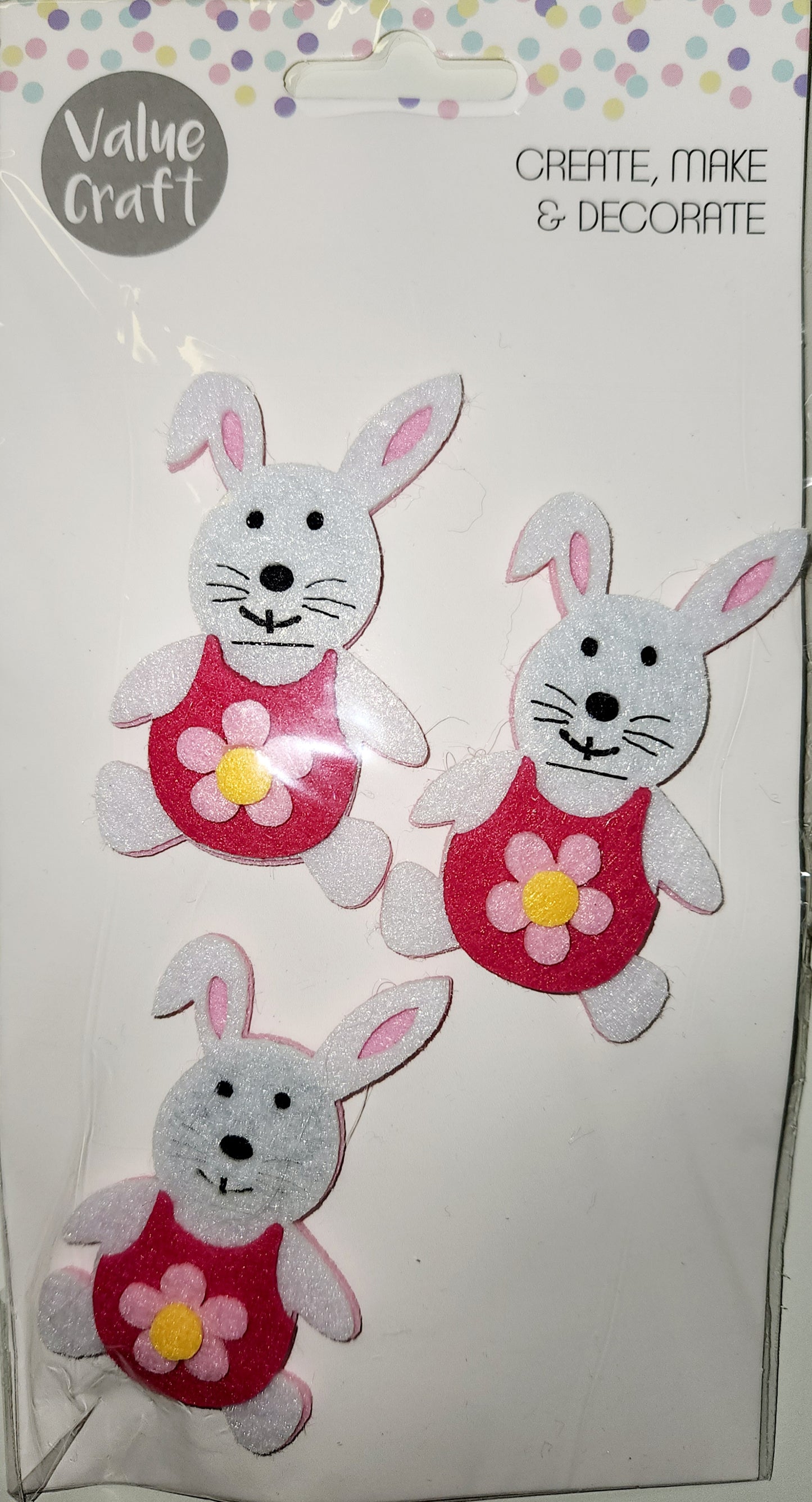 Felt Girl Easter Bunny Embellishments - 3 pcs