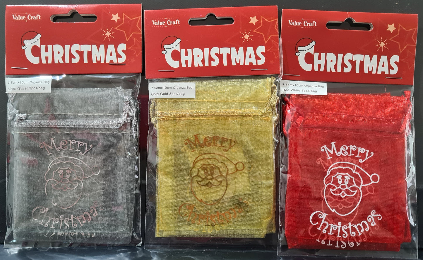 Christmas Organza Bags (3 Pack)