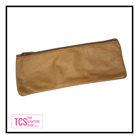 Brown Leatherette Pencil/Makeup Case