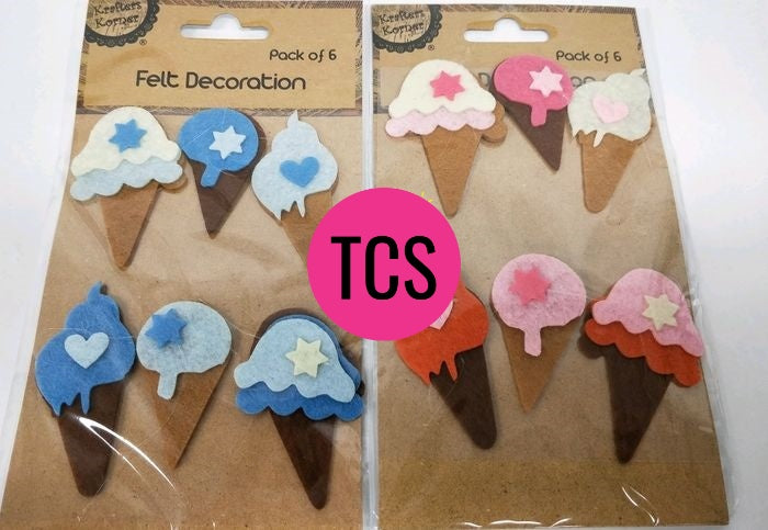 Felt Adhesive Ice Cream Embellishments