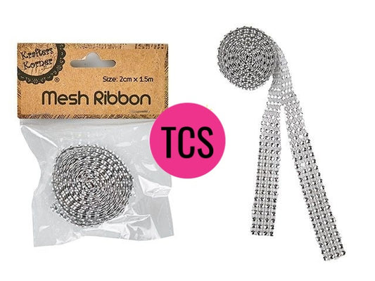 Silver Mesh Ribbon Embellishment