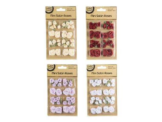 Mini Satin Roses - Pack of 28