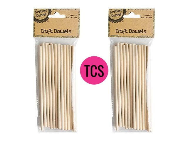 Craft Wooden Dowels 14.8cms