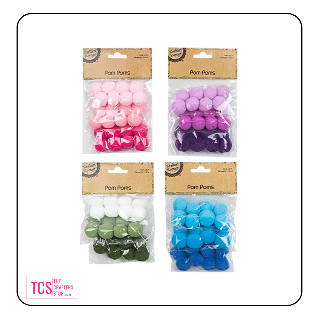 Assorted Pom Poms - 4 Colour Packs