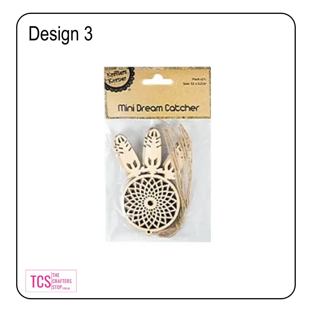 Mini Wooden Dream Catchers (4pk) 6 Designs