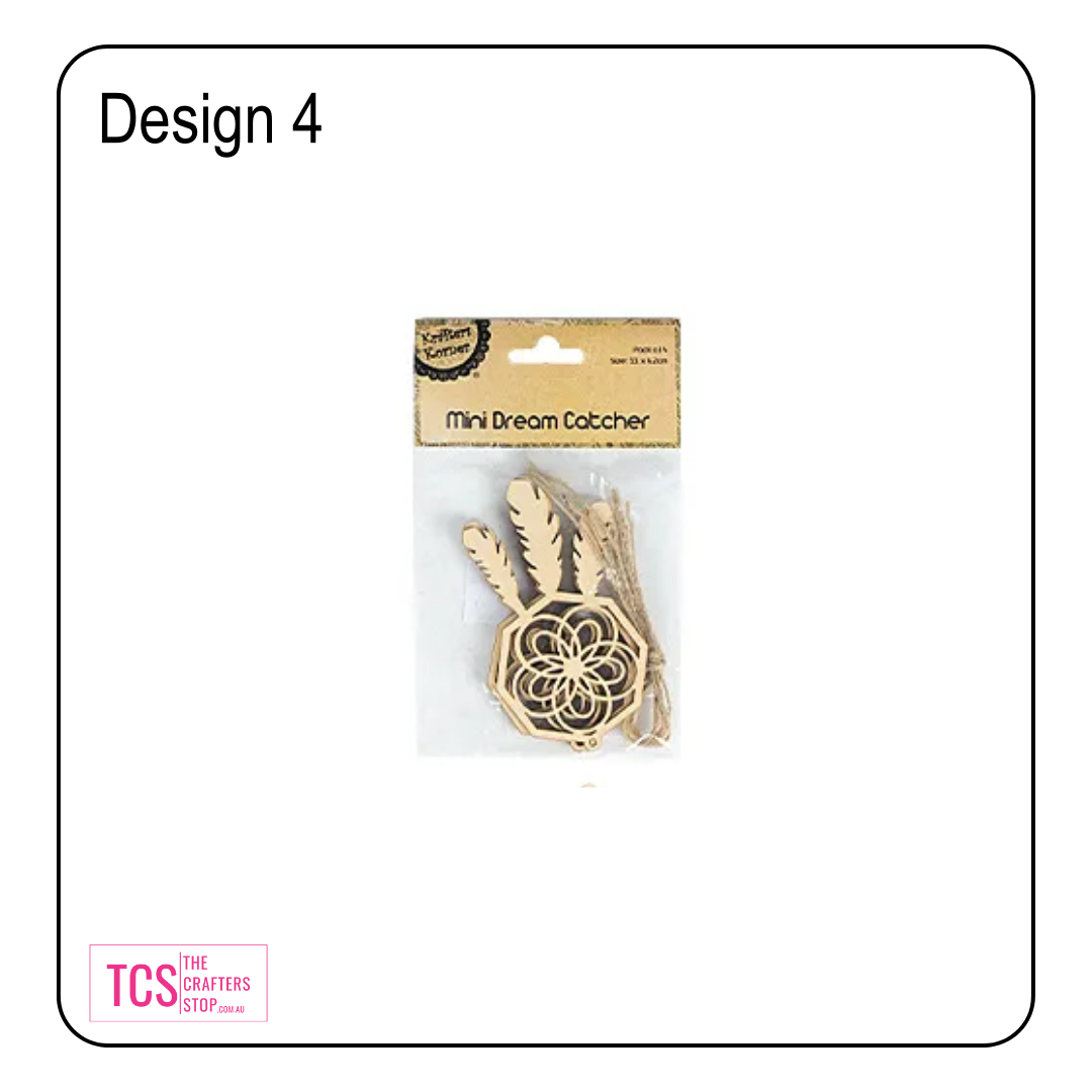 Mini Wooden Dream Catchers (4pk) 6 Designs