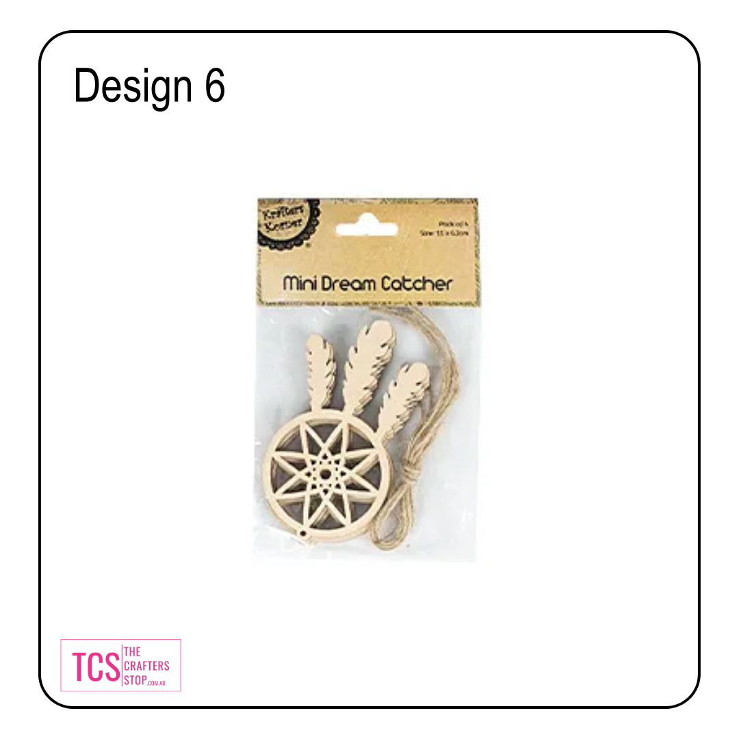 Mini Wooden Dream Catchers (4pk) 6 Designs