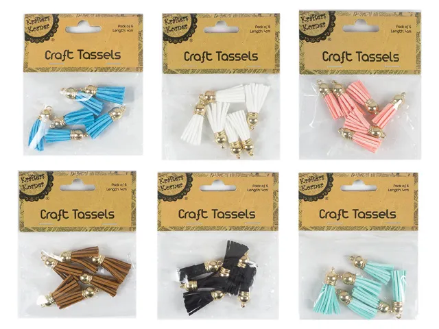 Craft Tassels with Gold Cap - 6 pcs