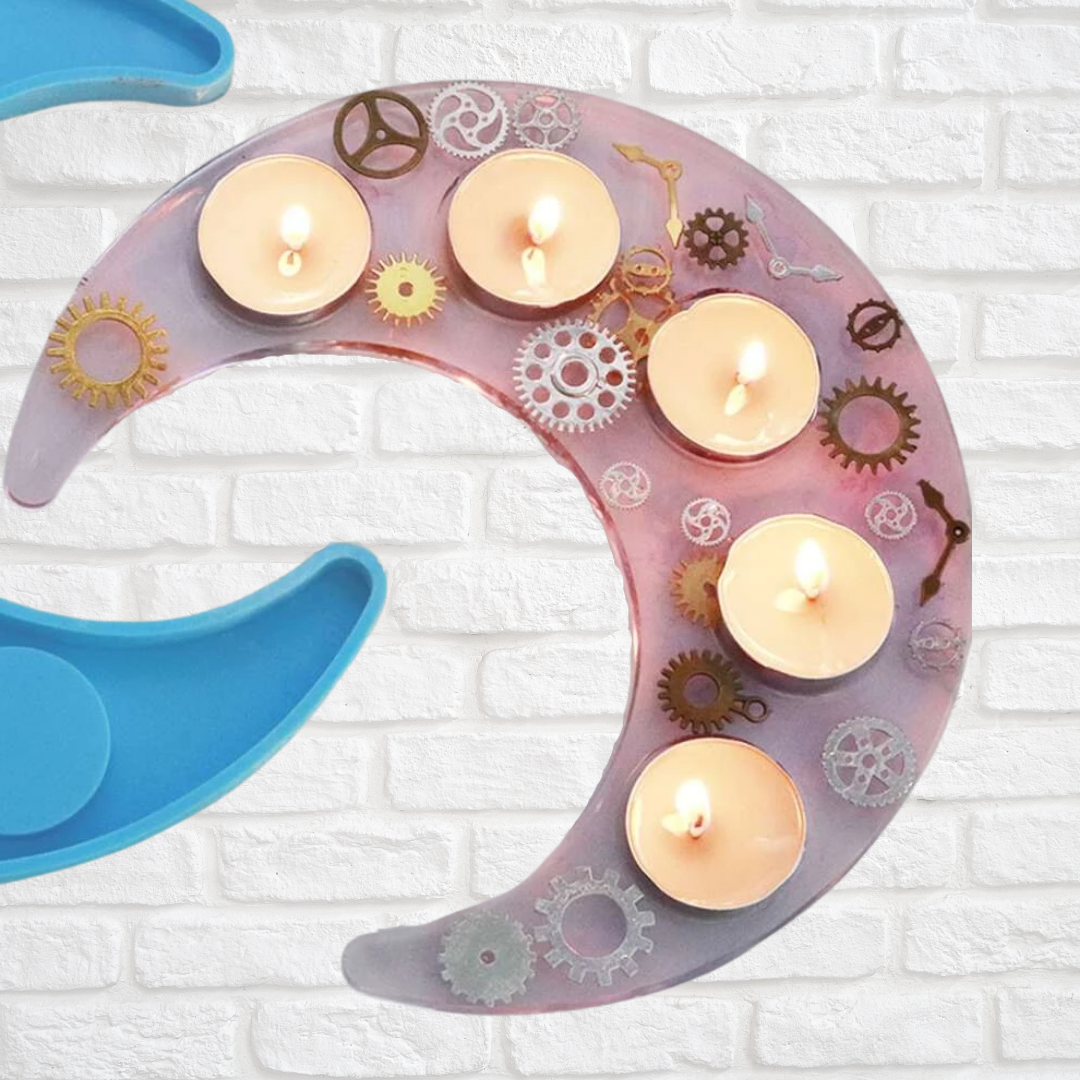 Resin Silicone Half Moon Candle Holder Tray Mould