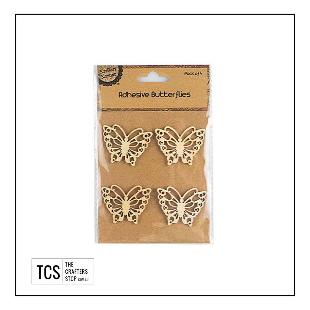 Adhesive Wooden Butterfly Embellishment