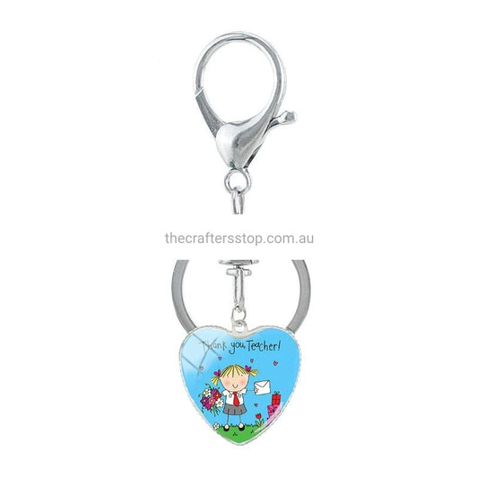 Teachers Heart Shaped Metal Keyrings