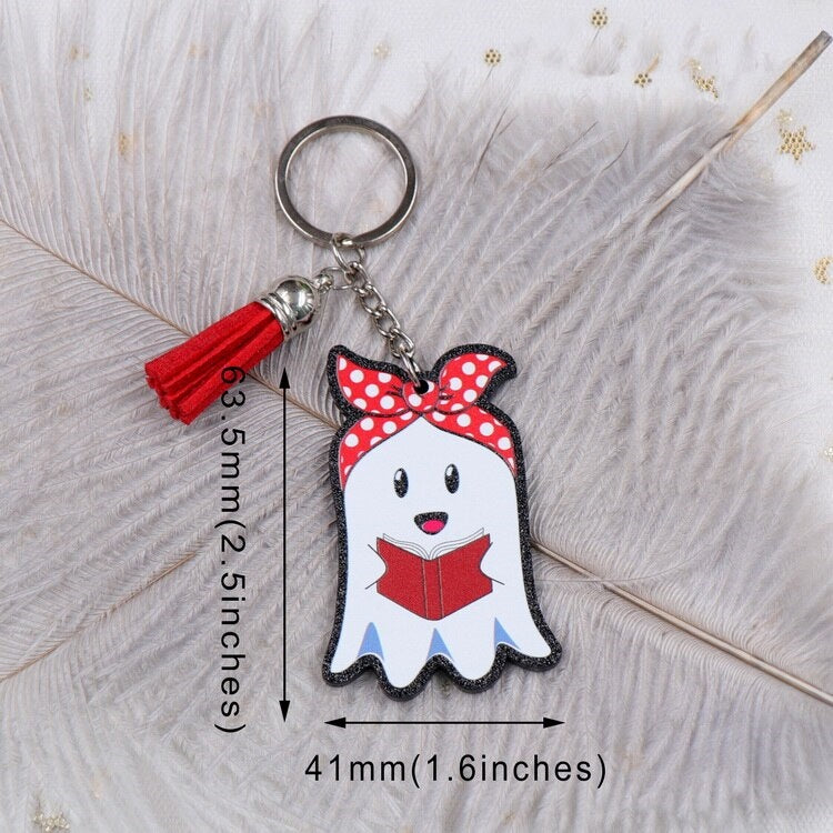 Cute Acrylic Girly Ghost Keyring