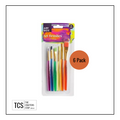 6Pk Transparent Handle Paint Brushes