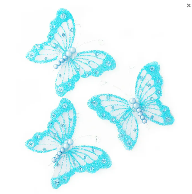 PVC Glitter Butterfly Sticker Embellishments - 2 Colours