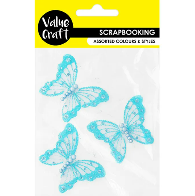 PVC Glitter Butterfly Sticker Embellishments - 2 Colours