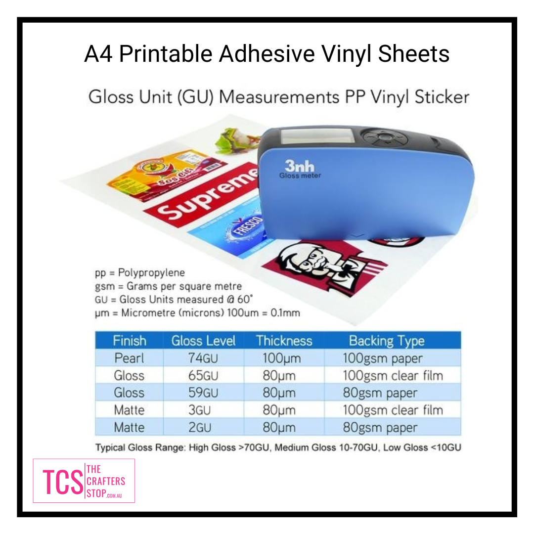 A4 Printable PP Adhesive VINYL Sheets - Inkjet