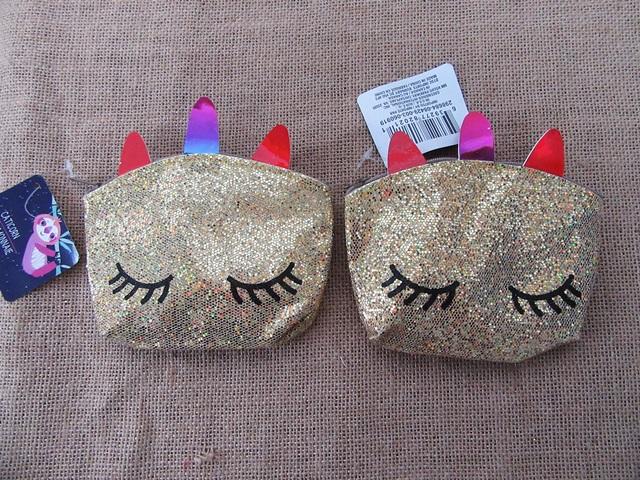 GLITTER LEATHERETTE MINI COIN, MAKEUP/PENCIL CASE