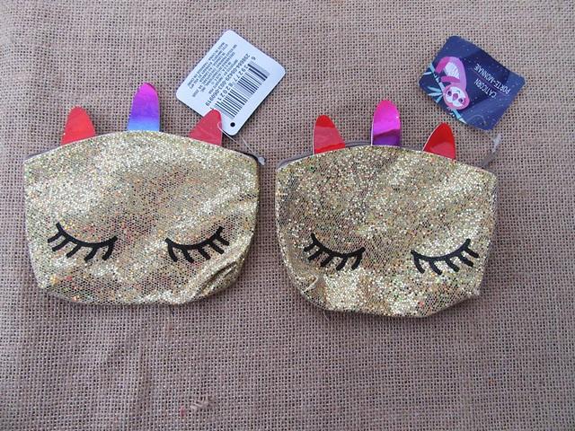 GLITTER LEATHERETTE MINI COIN, MAKEUP/PENCIL CASE