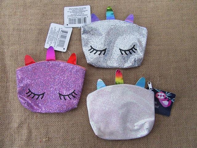 GLITTER LEATHERETTE MINI COIN, MAKEUP/PENCIL CASE