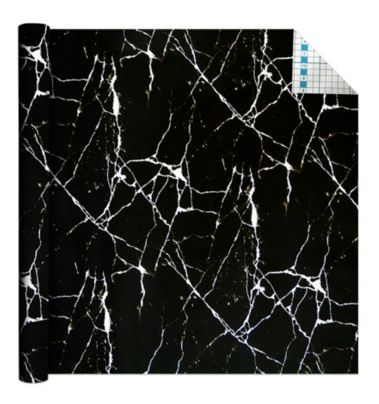 Self Adhesive Vinyl Pattern Roll - Black Marble