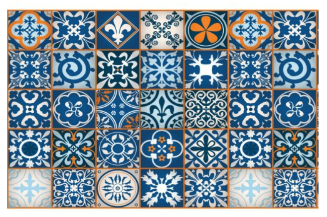 Self Adhesive Vinyl Pattern Roll - Blue Moroccan Tiles