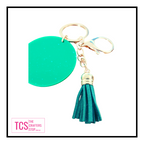Coloured Round Acrylic Blank Keyring with Tassels.