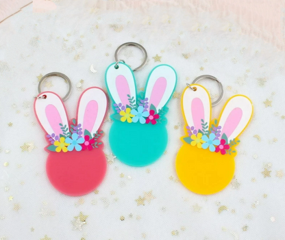 Acrylic Bunny Rabbit Easter Keyring - 2 Sizes