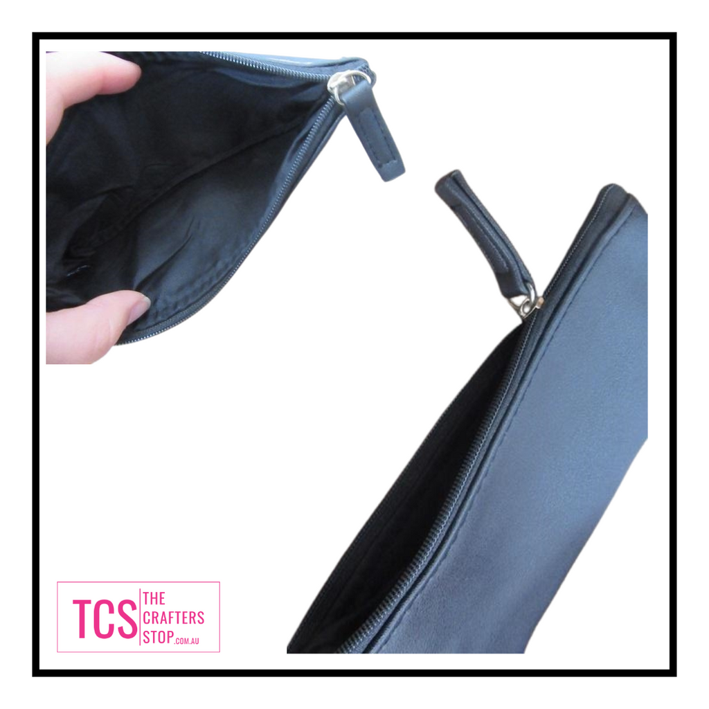 Black Leatherette Pencil/Makeup Case