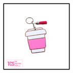 Acrylic Coffee Cup Keyring with Tassel
