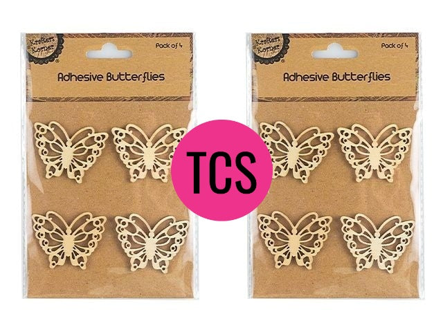 Adhesive Wooden Butterfly Embellishment