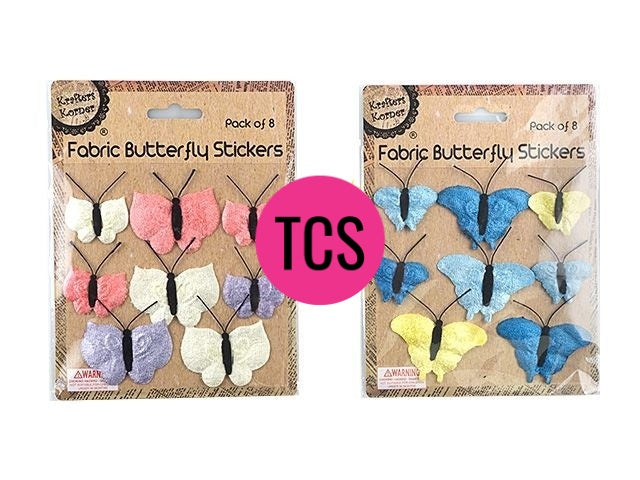 Fabric Butterfly Sticker Embellishments