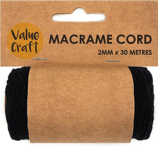 Black Macramé Cord - 2 Sizes