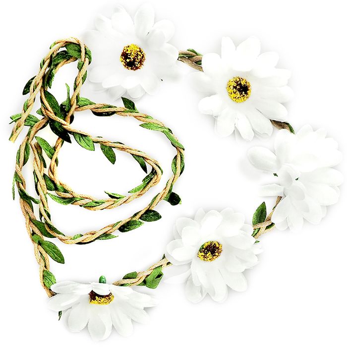 Twine Garland with Daisies and Leaves