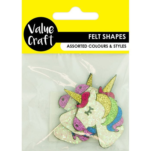 Cute Felt Unicorn Embellishments - 3 pcs