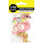Pink Glitter Flamingo Embellishments - 3 pcs