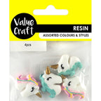 Unicorn Resin Heads Embellishments - 4pcs