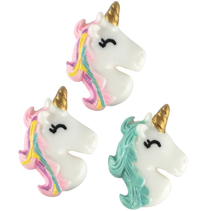 Unicorn Resin Heads Embellishments - 4pcs