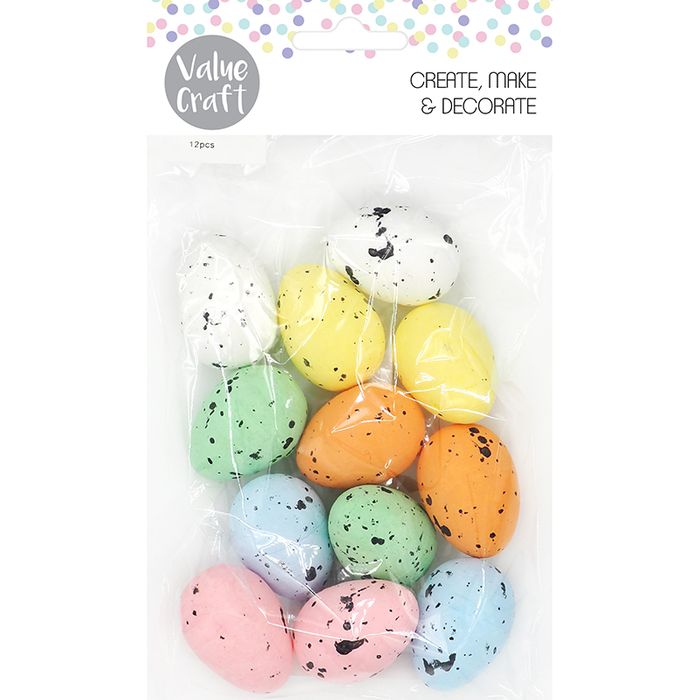 Easter Foam Coloured Speckled Easter Eggs - 12 pcs