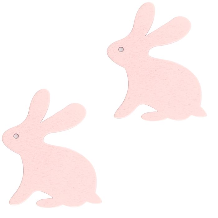 Cute Blank Pink Wooden Easter Bunnies - 6 pcs