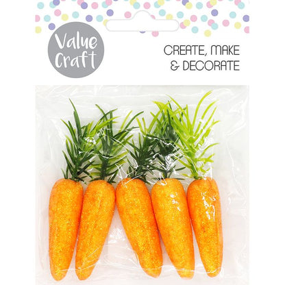 Mini Easter Glitter Carrots 5pcs