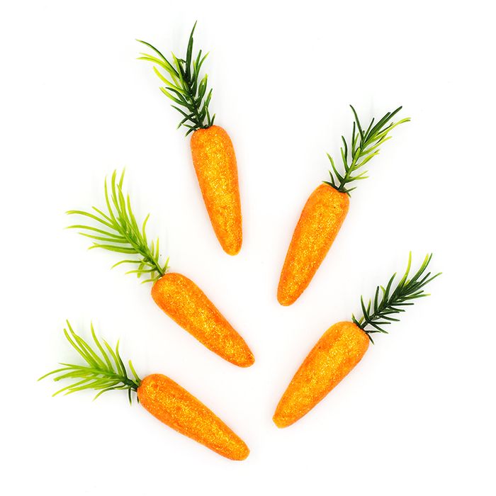 Mini Easter Glitter Carrots 5pcs