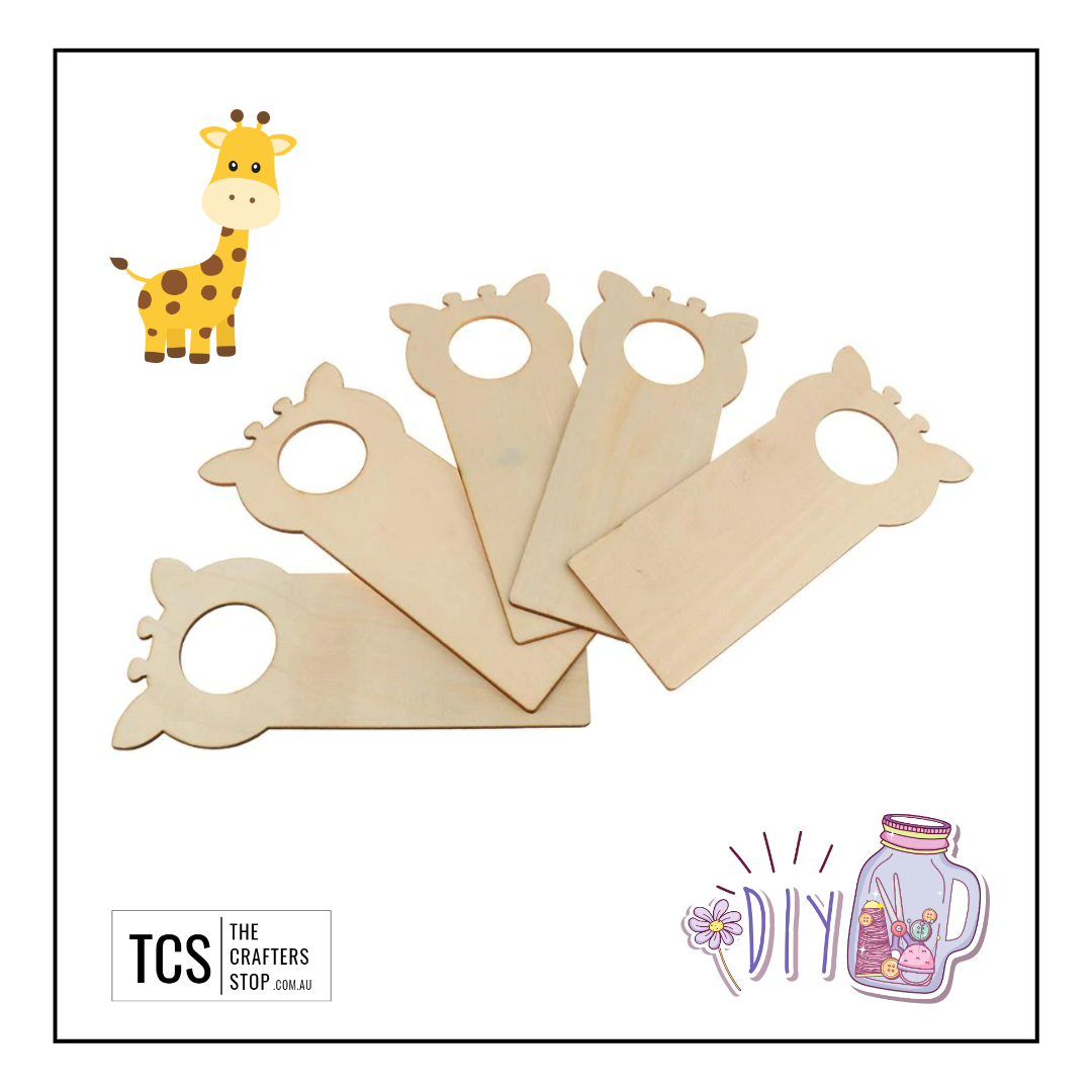 Wooden Blank Giraffe Head Door Knob Hangers