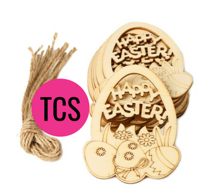 Wooden Decorative Happy Easter Shapes