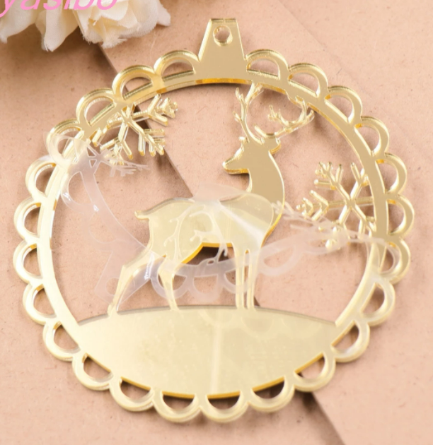 Mirror Acrylic Christmas Reindeer Bauble Blank