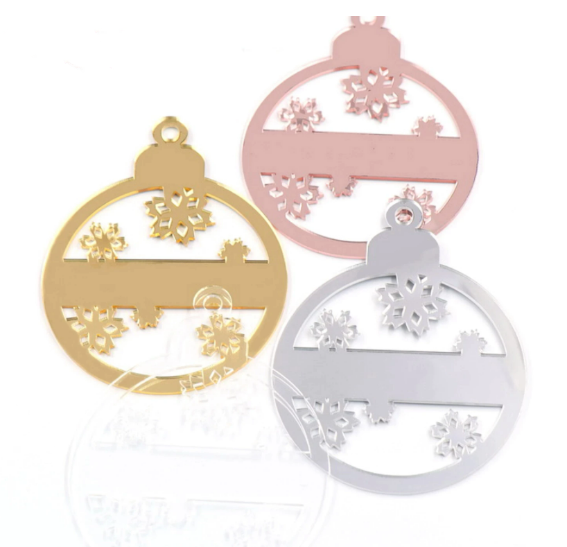 Mirror Acrylic Christmas Snowflake Bauble Blank