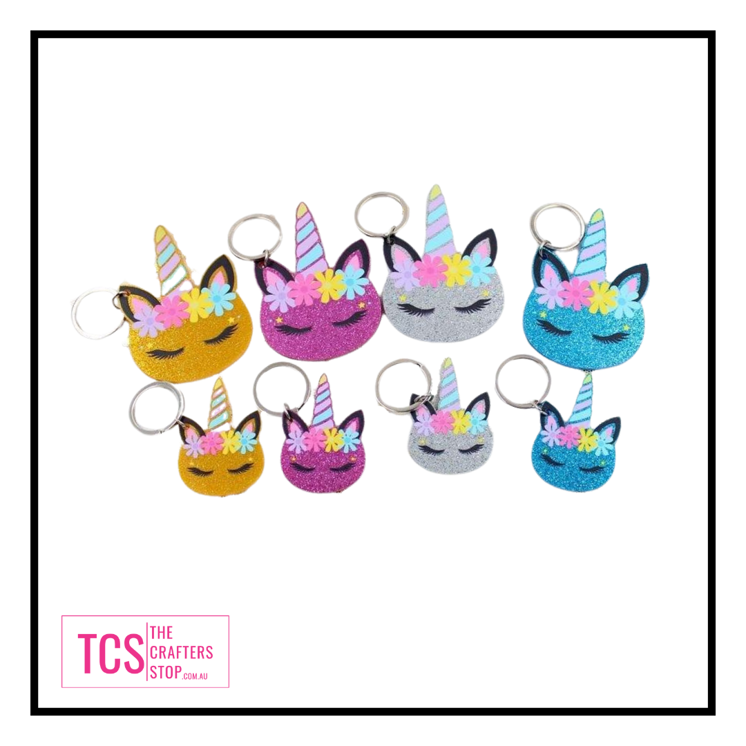 Decorative Acrylic Unicorn Head Keyring