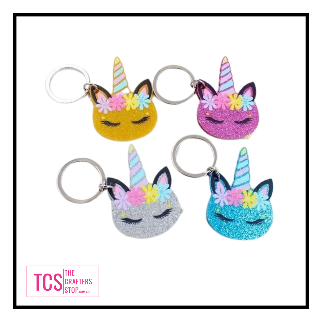 Decorative Acrylic Unicorn Head Keyring